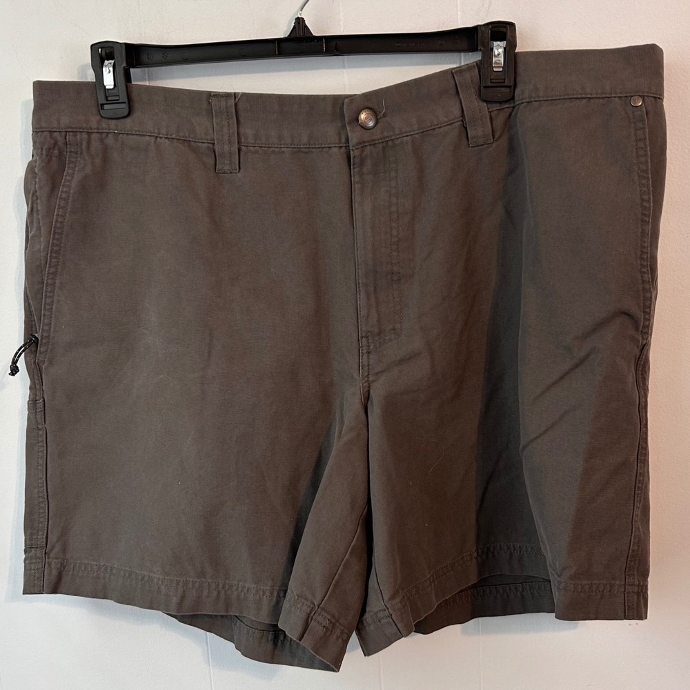 Columbia Mens charcoalCanvas Utility Hiking Shorts Size 42W 8L Zipper Pocket